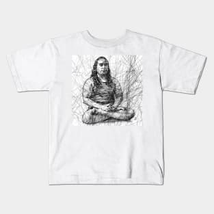 PARAMAHANSA YOGANANDA ink portrait .2 Kids T-Shirt